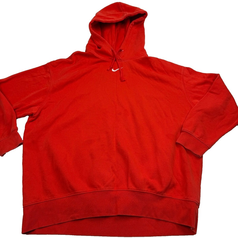 Nike Orange Center Swoosh Hoodie Mens Large Skate Y2K VTG Sweatshirt Oversized